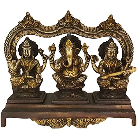 Buy Divya Mantra Laxmi Ganesh Saraswati Brass Idol For Home Puja Room