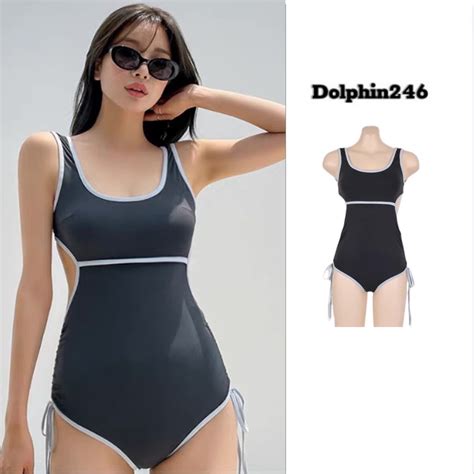 Bikini mảnh hở lưng khoét eo đồ bơi đi biển liền thân kín đáo sexy Hàn Quốc nâng ngực