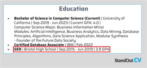 How To Put Your Ged On Your Resume Examples Get Noticed