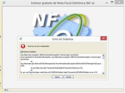 Erro inesperado ao abrir emissor de nf e após atualização do Java 8 91