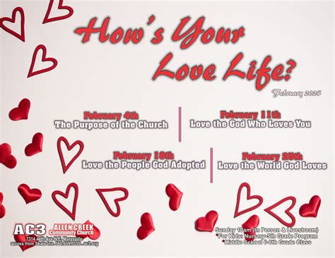 02/04/2024 – How’s your love life?: Loves Overview - Allen Creek