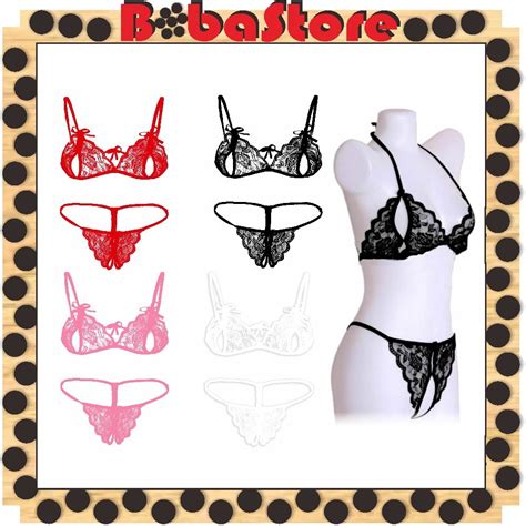 Jual Pakaian Dalam Wanita Korea Fashion Set Bra Lingerie G String Bahan Lace Women Bra Sexy