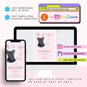 Rosé Lingerie Bridal Shower Invite Party Printable Invite Pink Lace Wine Brunch Invitation