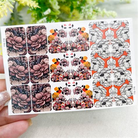 Adesivos de unhas floral nude rosado Queyti películas