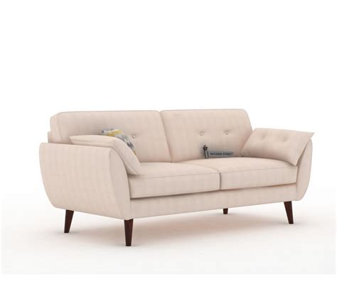 Buy Angela 3 Seater Sofa Cotton Ivory Nude At 25 OFF Online Wooden Street