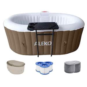 Aleko Person Jet Inflatable V Hot Tub Spa With Filters And Cover Htio Brwh Hd The