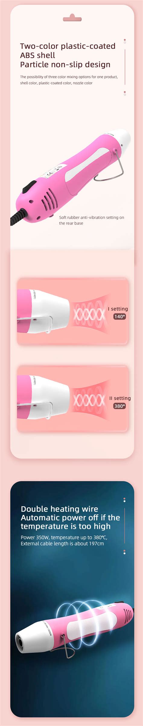 Mofa Hot Air Heat Gun Us Eu Plug Temperature Adjustable Portable Shrink Heat Gun