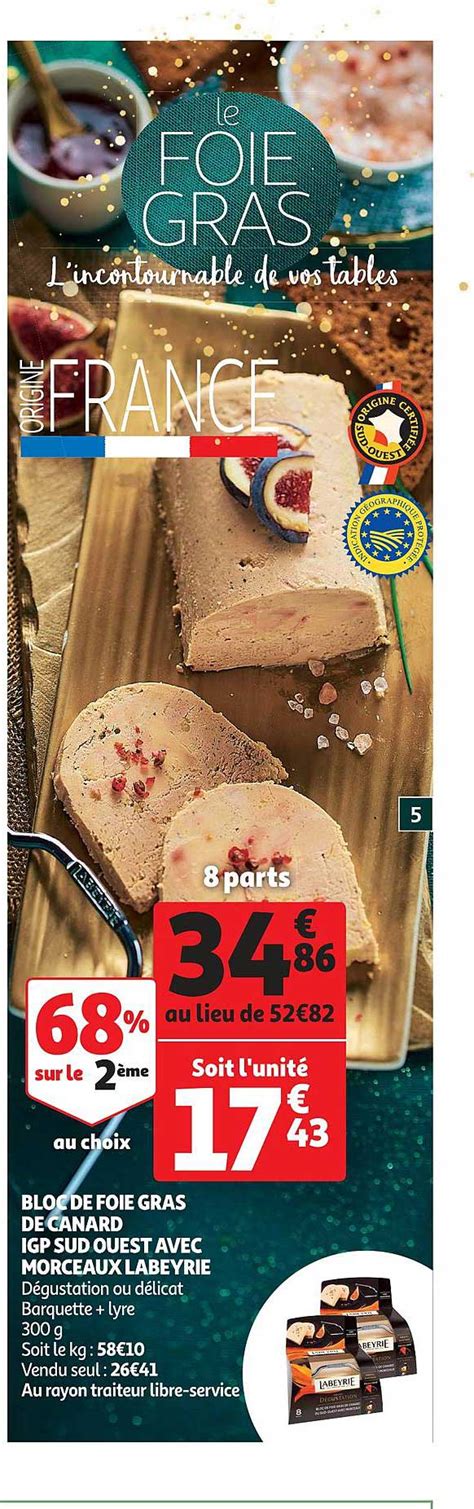 Promo Bloc De Foie Gras De Canard Igp Sud Ouest Avec Morceaux Labeyrie