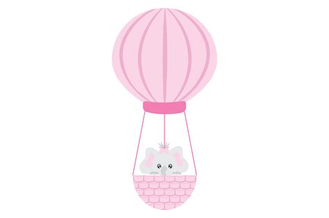 Baby Elephant In A Hot Air Balloon SVG Cut File By Creative Fabrica Crafts Creative Fabrica