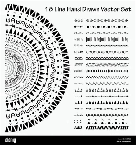 18 Line Hand Drawn Vector Set. Handmade Vector Illustration Stock ...