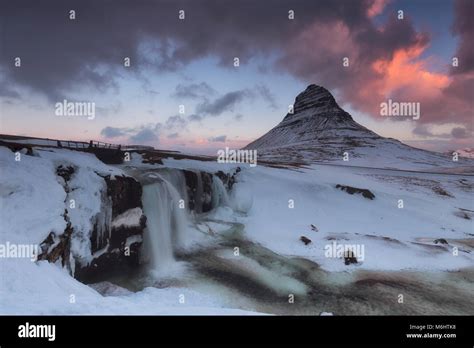 Snowed kirkjufell mountain in winter in Iceland Stock Photo - Alamy