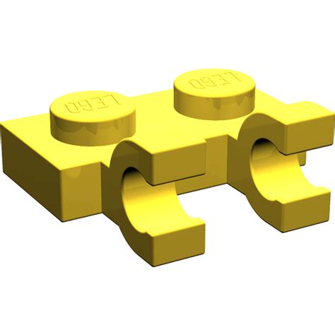 Lego Yellow Plate X With Horizontal Clips Flat Fronted Clips