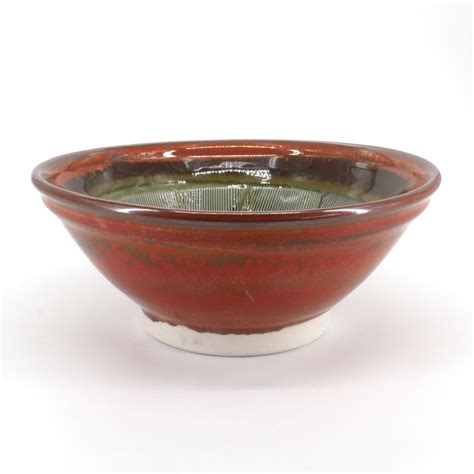 Japanese ceramic suribachi bowl - SURIBACHI - red