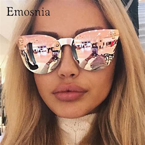 Emosnia Pink Sunglasses Rose Gold Skull Oversize Sunglasses Women Brand