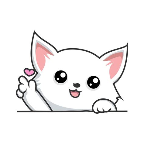 White Cat Love Paws Hand Cute White Pussy Cat Vector Art At Vecteezy