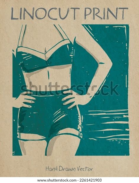 Retro Bikini Vintage Illustration Old Fashioned Stock Vector Royalty Free