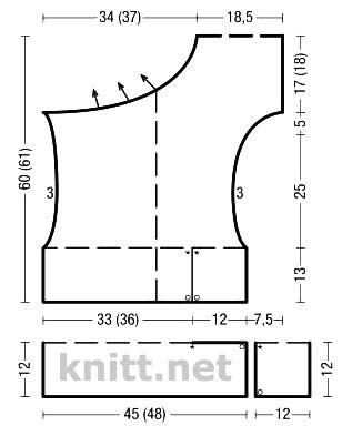 Вязаный топ с асимметричным верхом