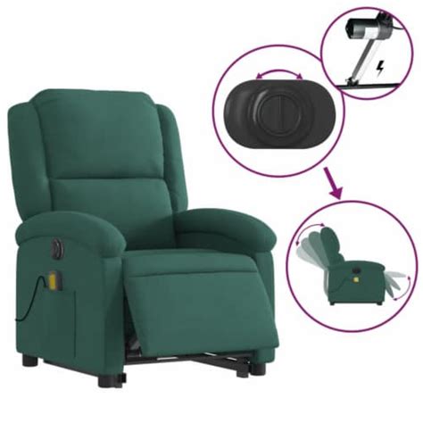 Vidaxl Electric Stand Up Massage Recliner Chair Dark Green Velvet 1 Kroger