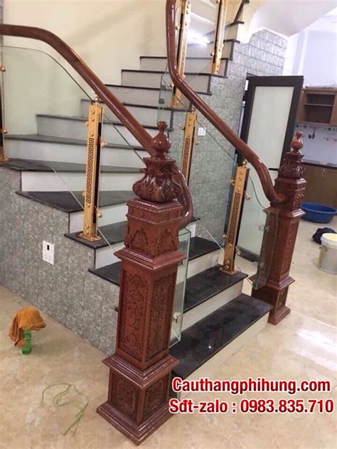 Các Mẫu Cầu Thang Kính Tay Vịn Gỗ Đẹp Nhất Lan Can Cầu Thang Kính Chân
