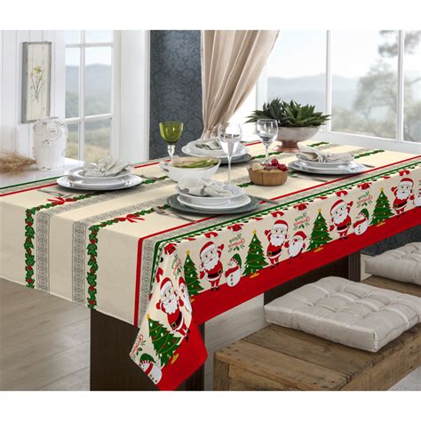 Toalha De Mesa De Natal Retangular 6 A 10 Lugares Natalina 1 40x2 10m