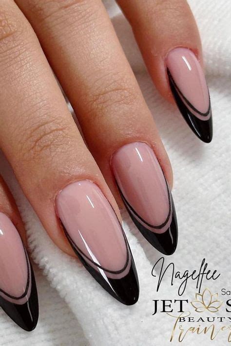 Black And Nude Nails Black French Nails Black Nail Tips Nail French French Tips Classy