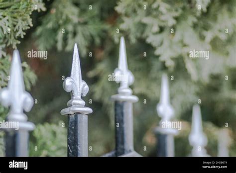 Steel Street Fence With Decorative Spikes Stock Photo Alamy