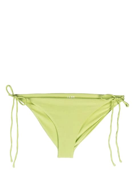 Jade Swim Metallic Sheen Side Tie Bikini Bottoms In Green Modesens