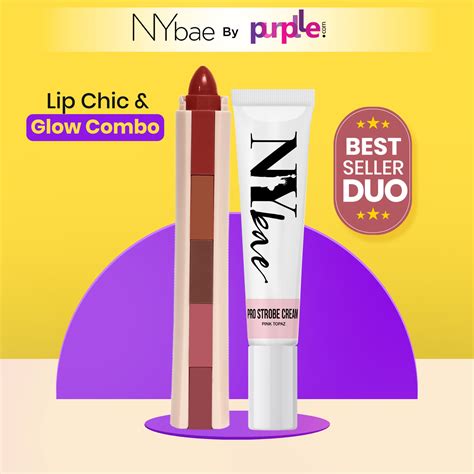 Nybae Lip Chic Glow Combo Pink Strobe Cream In Lipstick Lip Cheek Tint Nude