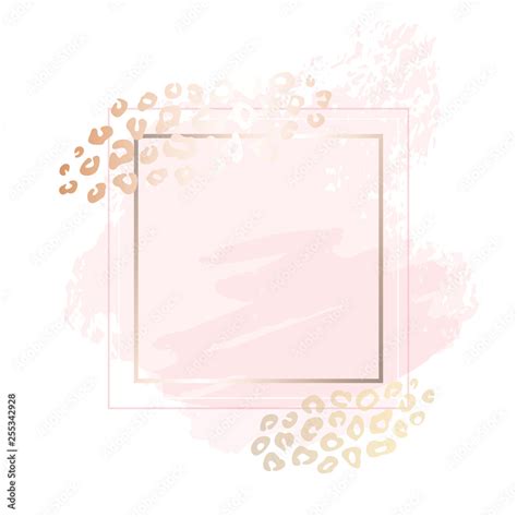 Golden Pink Blank Nude Art Frames Card Design Brush Stroke Lines Points Gold Premium