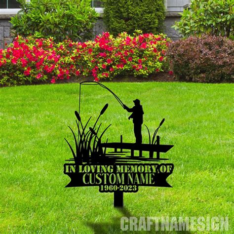 Craftnamesign Custom Fishing Memorial Stake, Fisherman Memorial Plaque