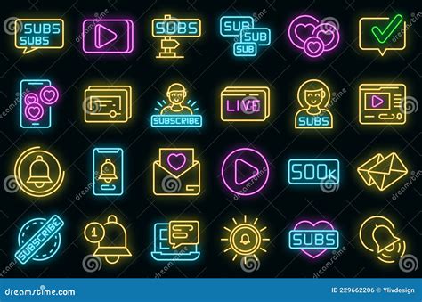 Intekenen Pictogrammen Instellen Vectorneon Stock Illustratie