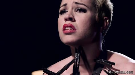 Strapped Blonde Pussy Toyed In Device