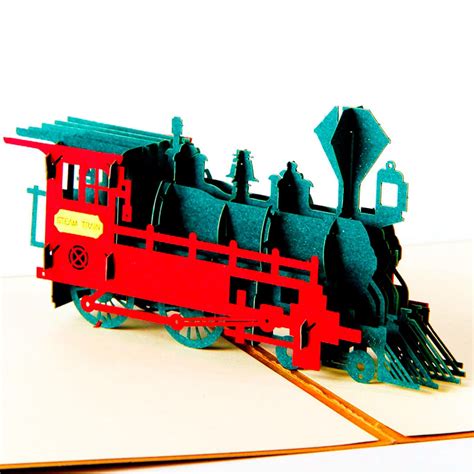 ENJOYPRO Train Pop Up Card, Birthday Card, Fathers Day Card, 3D