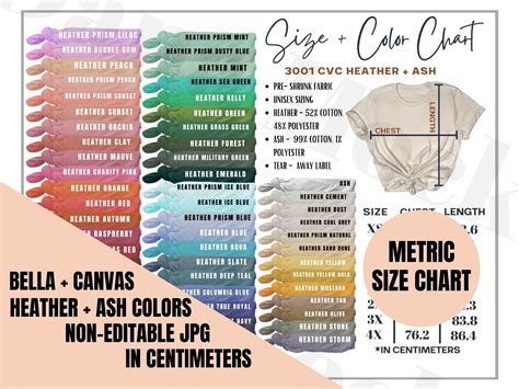 Bella Canvas Cvc Color Chart