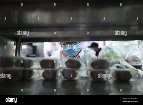 Staff Of Haidilao A Chain Of Hot Pot Restaurants Prepare Food Which Will Be Soon Delivered To
