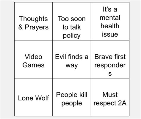 Heres Your Gop Talking Points After A Mass Shooting” Bingo Card