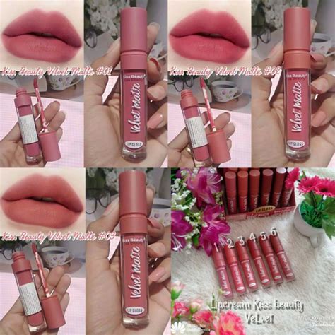 Jual Lipcream Kiss Beauty Velvet Nude Tutup Rata Shopee Indonesia