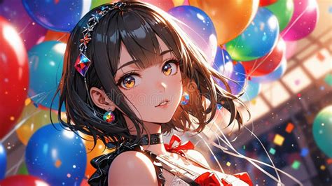 A Bubbly Anime Girl With A Vibrant Personality Surrounded By Colorful