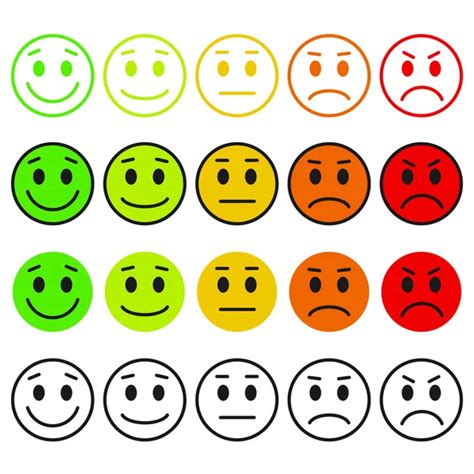 Set of Emoticons. Emoji rank, level, load. Excellent, good, normal, bad ...