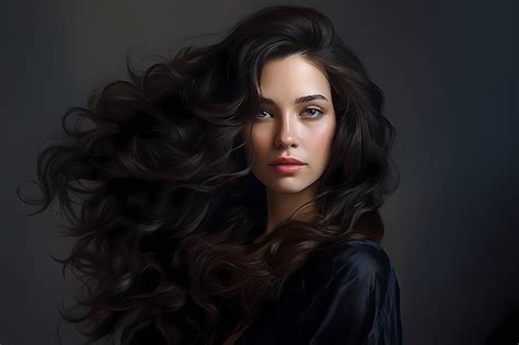 Premium AI Image Portrait Of Beautiful Brunette Woman With Long Healthy Curly Hair