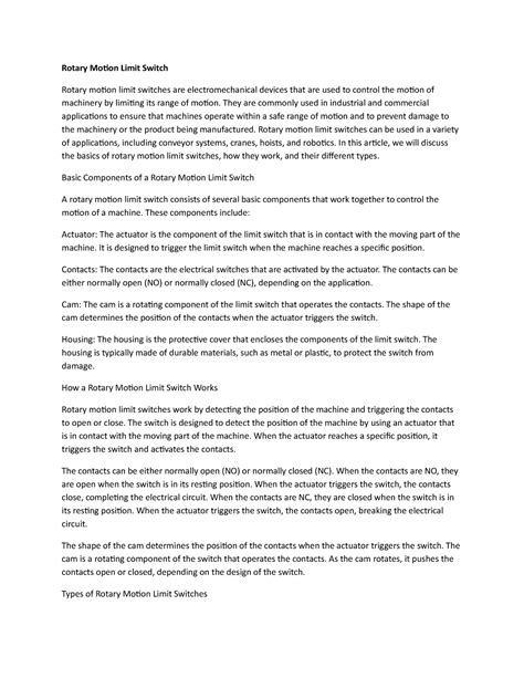 rotary motion limit switch rotary motion limit switch rotary motion