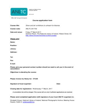 Fillable Online Course Application Form CONUL Fax Email Print PdfFiller