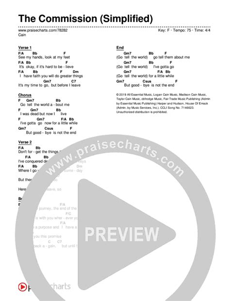 The Commission Simplified Chords Pdf Cain Praisecharts