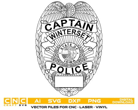 Winterset Police Captain Badge Vector Art