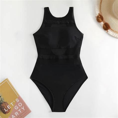 Generic 2025 New Sexy Mesh Stitching One Piece Swimsuit Women S Beach Holiday Hot Spring Bikini