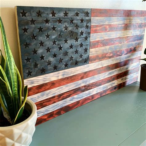 American Flag Distressed Wood Flag Wood American Flag - Etsy