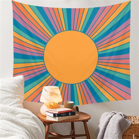 Sun Floral Tapestry Tapestry Wall Tapestry Retro Flower Home Etsy