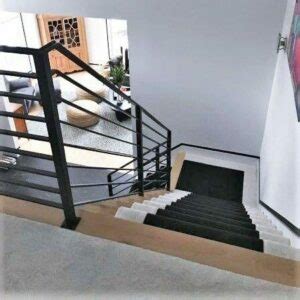 Custom Flat Bar Railing For Modern Black White Interiors