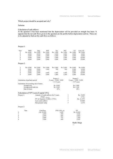capital budgeting solved problems financial management solved