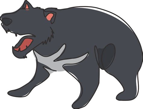 Single One Line Drawing Of Furious Tasmanian Devil For Organisation